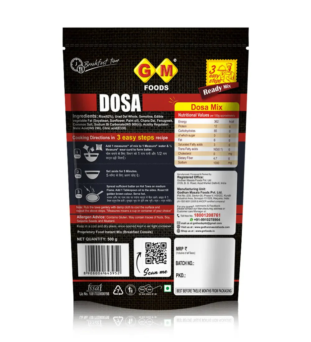 GM Foods Dosa Mix 500 Gram
