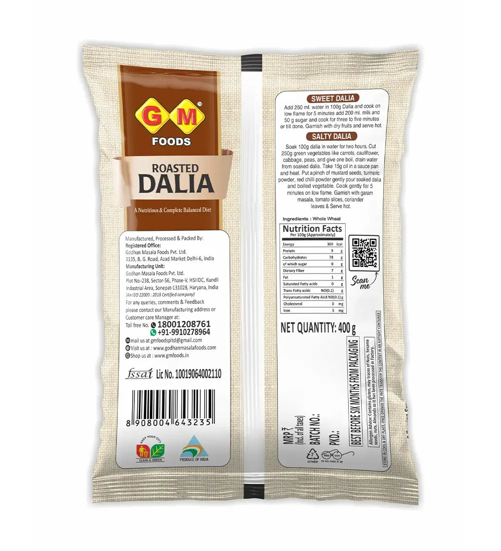 GM Foods Roasted Dalia 500 Gram (Pack of 3)