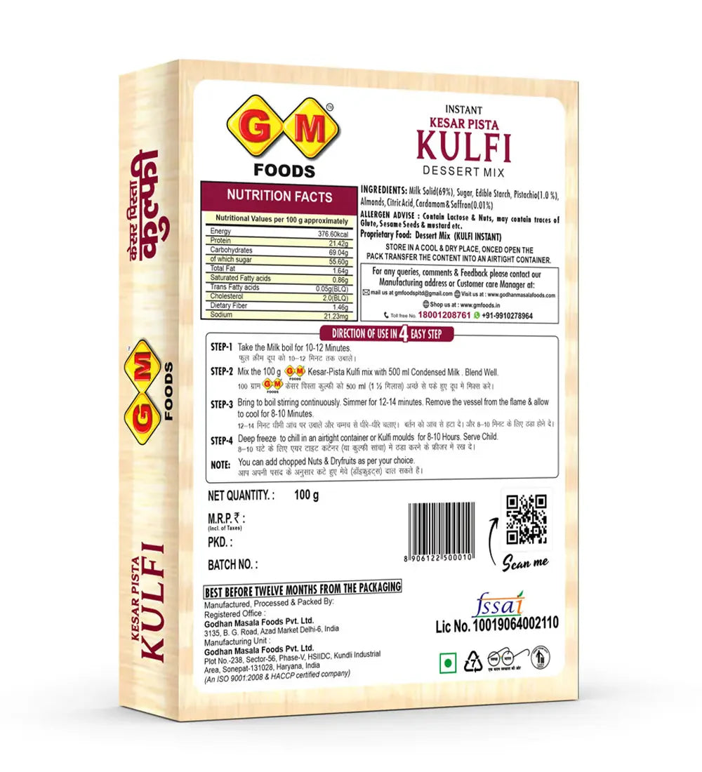 GM Foods Keshar Pista Kulfi 100 Gram