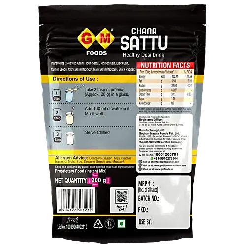 GM Foods Chana Sattu 200 Gram