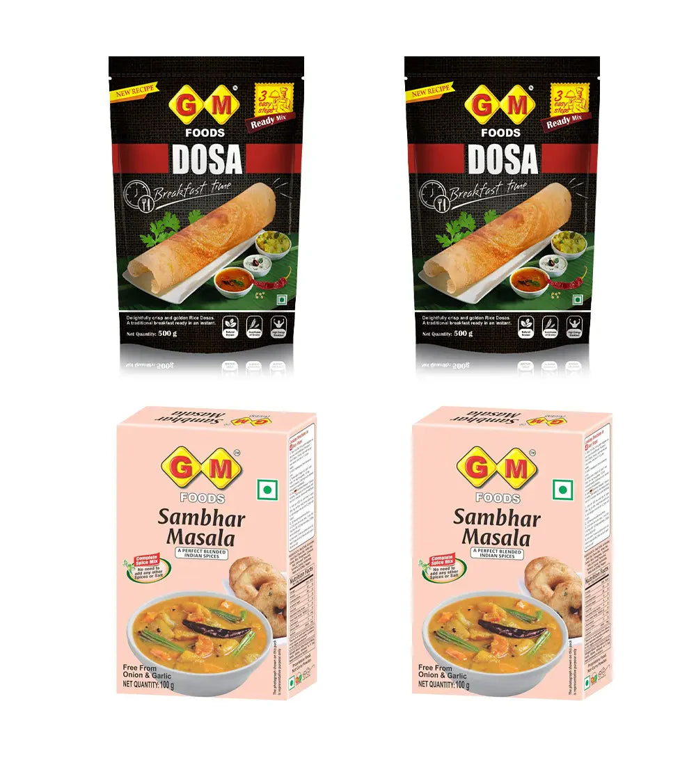GM Foods Dosa Mix 500 Gram + Sambhar Masala 100 Gram (Combo)