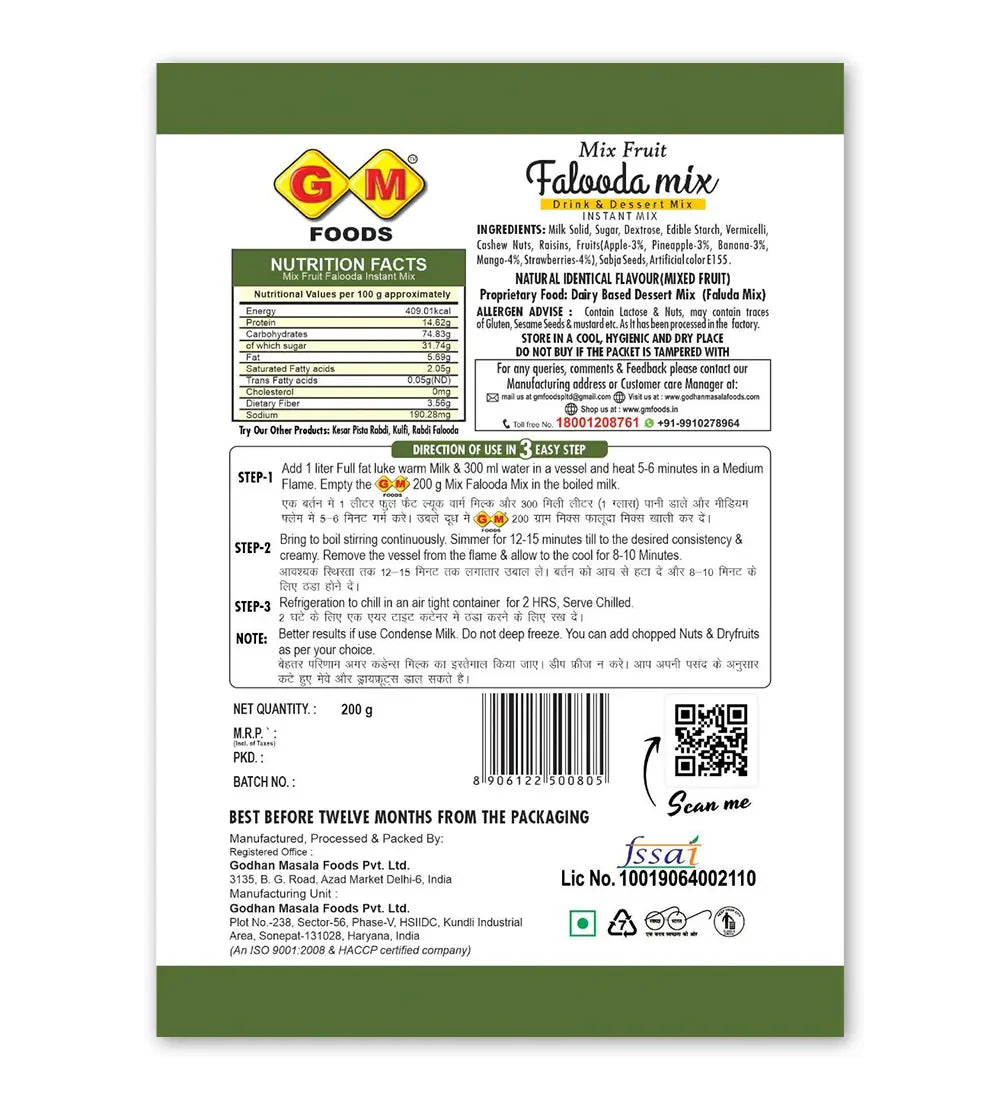 GM Foods Mix Fruit Falooda Mix 160 Gram