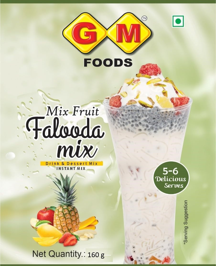 GM Foods Falooda Mix Variety Pack of 5 (Mango, Mix Fruits, Butterscotch, Rabdi, and Rose)